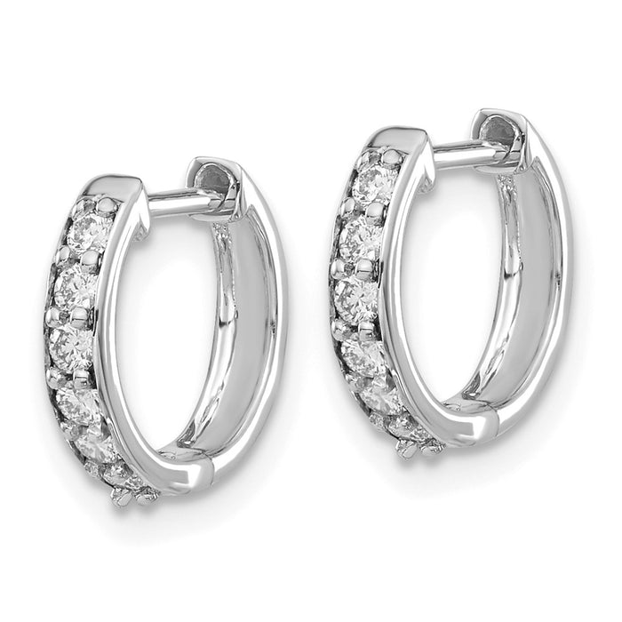 Exclusive 14K White Gold Diamond-Accented Hoop Earrings | Affordable Luxury-2