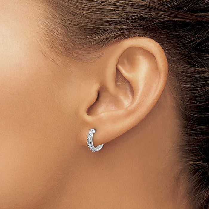 Exclusive 14K White Gold Diamond-Accented Hoop Earrings | Affordable Luxury-3