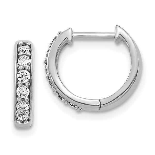 14K White Gold Diamond-Accented Hoop Earrings - Style GR1-1021205