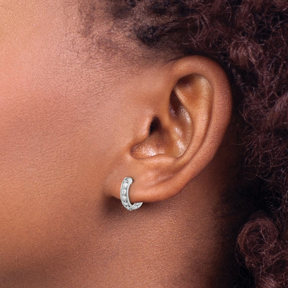 Exclusive 10K White Gold Diamond-Accented Hoop Earrings - Stylish Value!