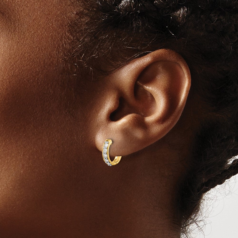 Buy Stylish 10K Gold Diamond-Accented Hinged Hoop Earrings - Affordable Luxury
