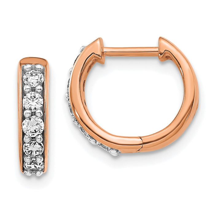 Buy Stylish 14K Rose Gold Hinged Hoop Earrings with Diamond Accents-1