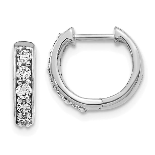14K White Gold Hinged Hoop Earrings with 1/3 Carat Lab-Grown Diamonds - Style GR1-1002744