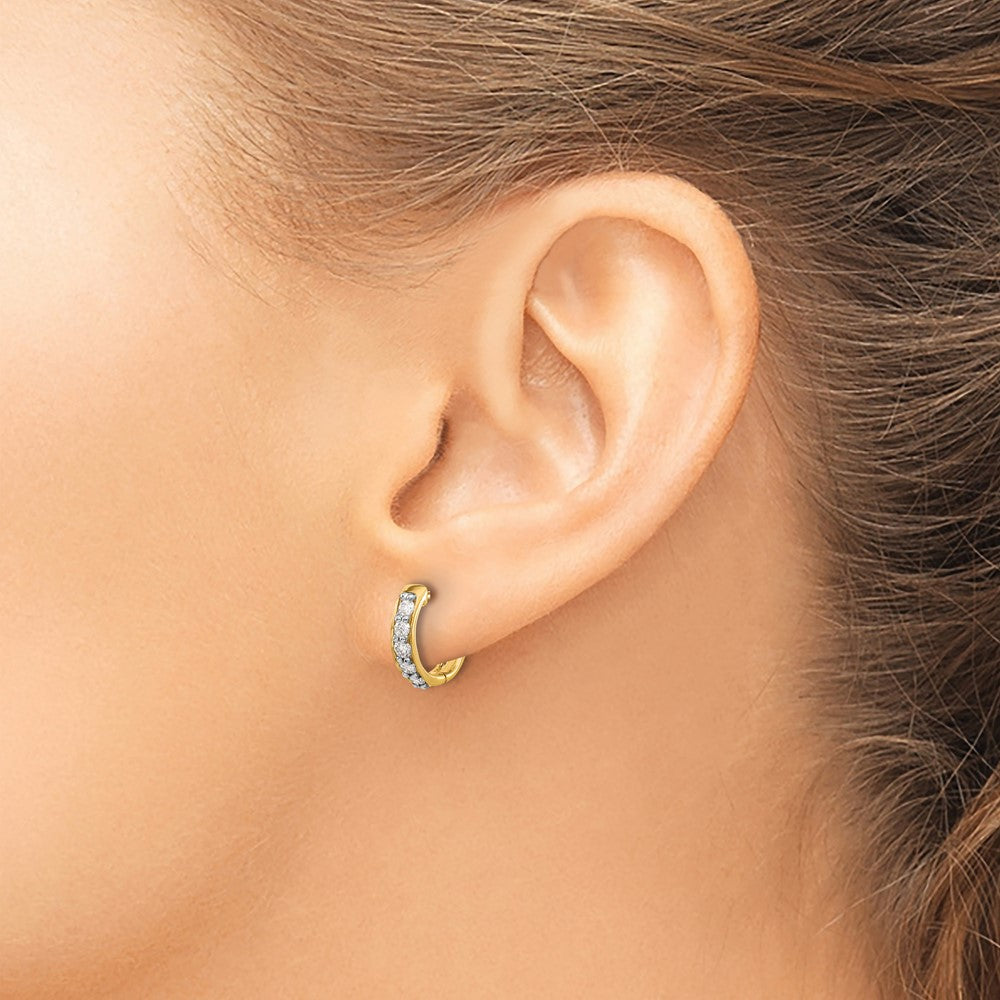 Shop Exclusive 14K Gold Hinged Hoop Earrings with Diamonds - Stylish Value!