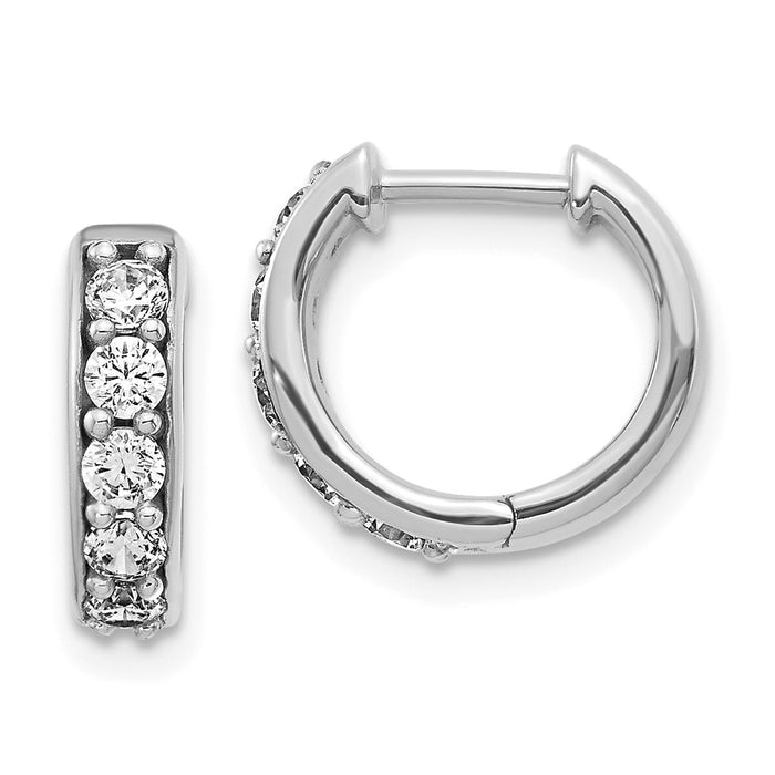 High-Quality 10K White Gold Diamond-Accented Hoop Earrings - Stylish Value!-1