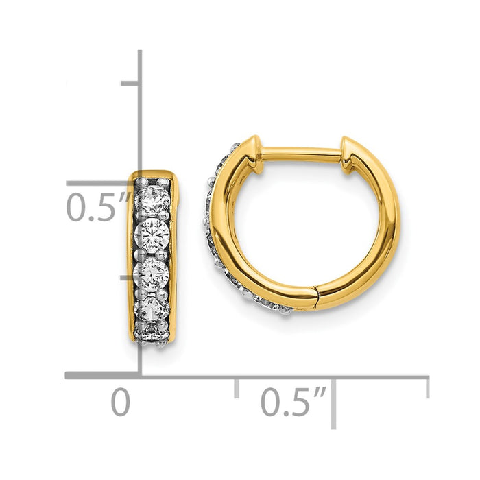 High-Quality 10K Gold Diamond-Accented Hinged Hoop Earrings - Stylish Value-4