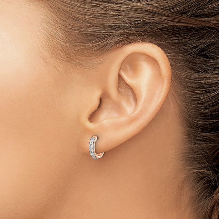 Shop Stylish 14K Rose Gold Diamond-Accented Hinged Hoop Earrings, 1.5"-3