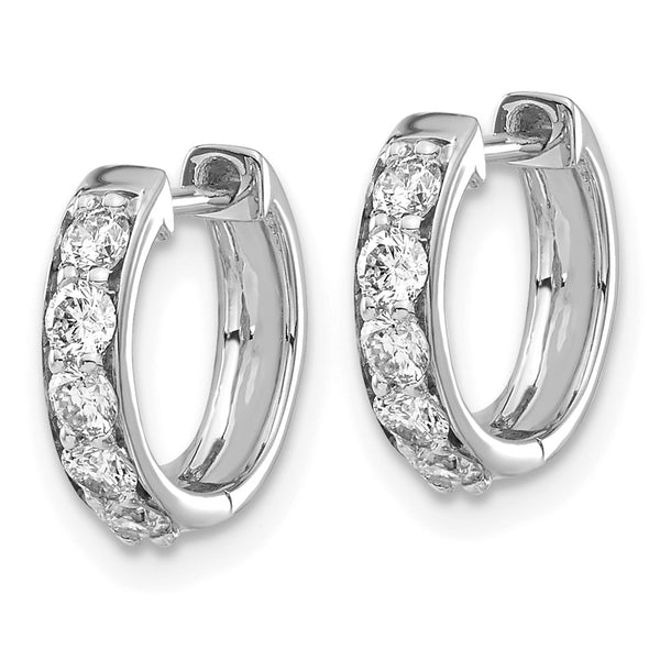 14K White Gold Diamond-Accented Hinged Hoop Earrings - 1.5" - Style GR1-1020903