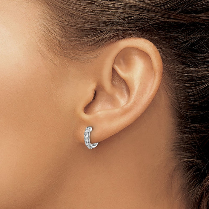 Shop Stylish 14K White Gold Diamond-Accented Hinged Hoop Earrings - 1.5"-3