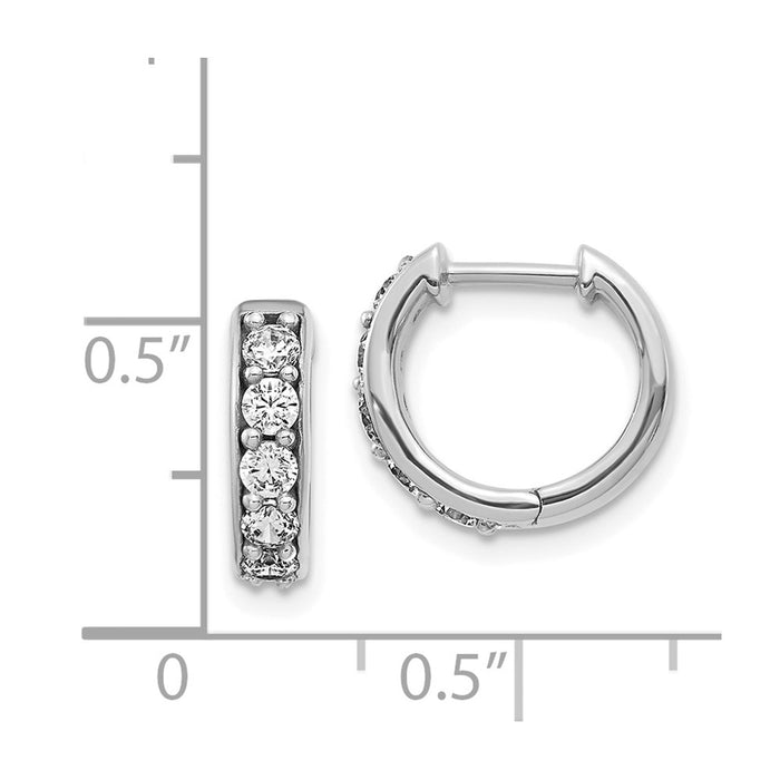 Shop Stylish 14K White Gold Diamond-Accented Hinged Hoop Earrings - 1.5"-4