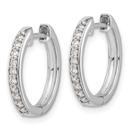 High-Quality 10K White Gold Diamond-Accented Hinged Hoop Earrings - Stylish Value