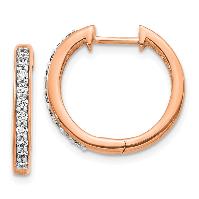 Buy Stylish 14K Rose Gold Diamond-Accented Hinged Hoop Earrings 1.5"-1