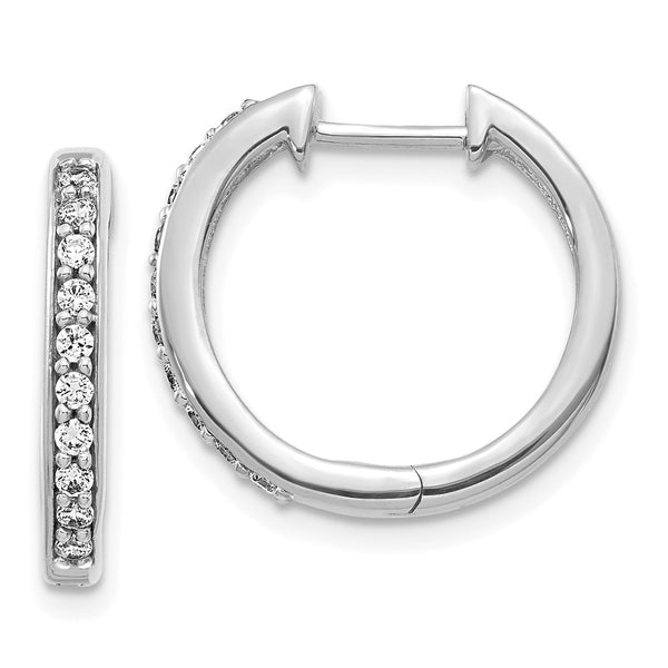 14K White Gold Diamond-Accented Hinged Hoop Earrings - Style GR1-1021210