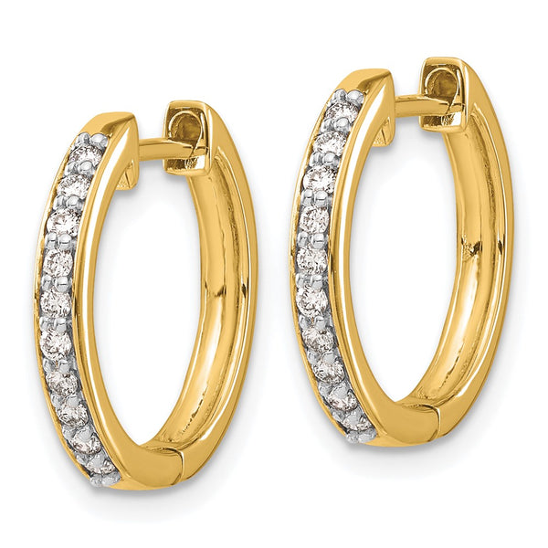 14K Gold Diamond-Accented Hinged Hoop Earrings - Style GR1-1021375