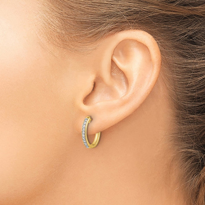 Buy Stylish 14K Gold Diamond-Accented Hinged Hoop Earrings - Exclusive Design-3