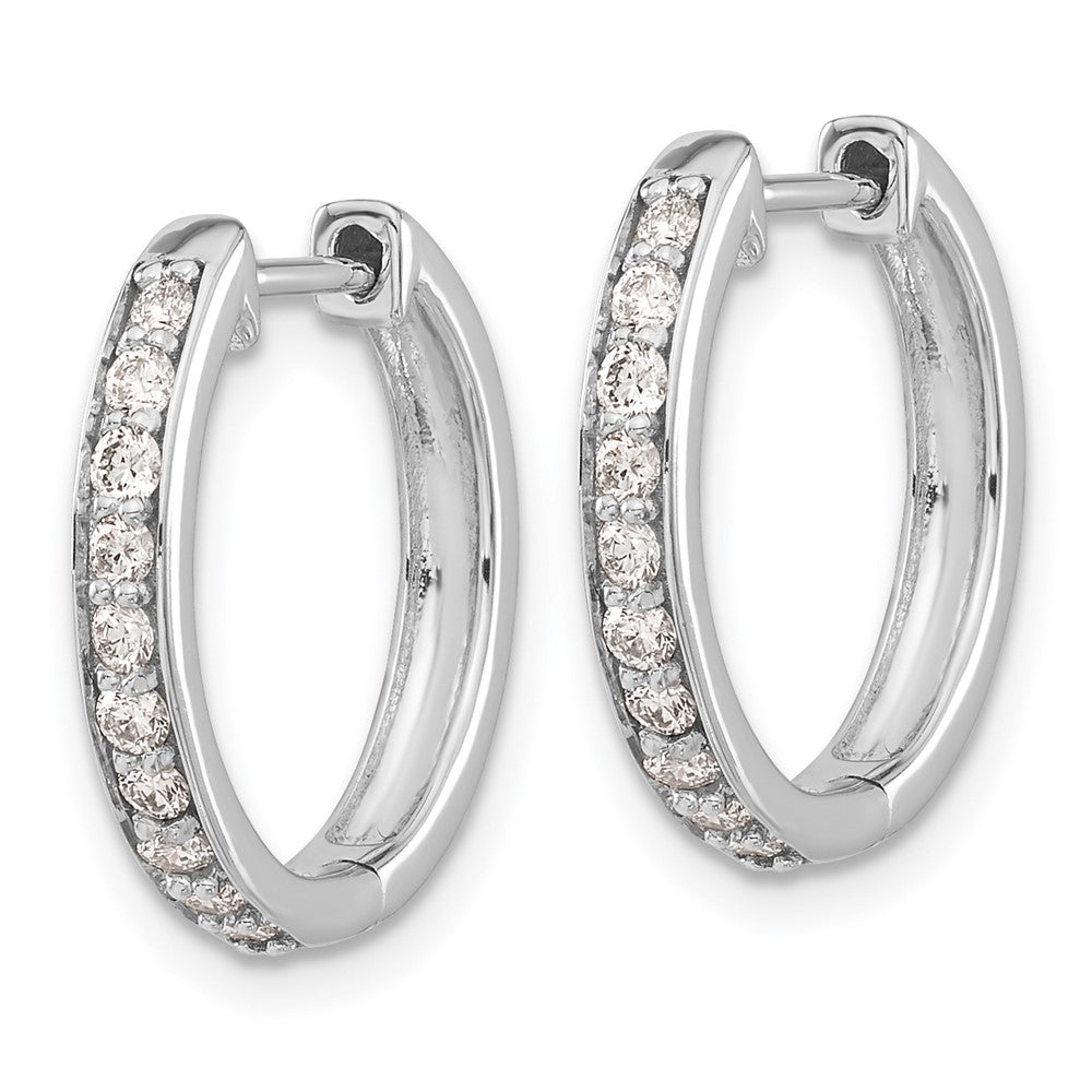 Shop Stylish 14K White Gold Diamond-Accented Hinged Hoop Earrings - 1.5"