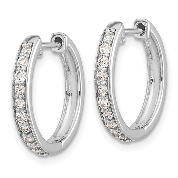 14K White Gold Diamond-Accented Hinged Hoop Earrings - 1.5" - Style GR1-1021231