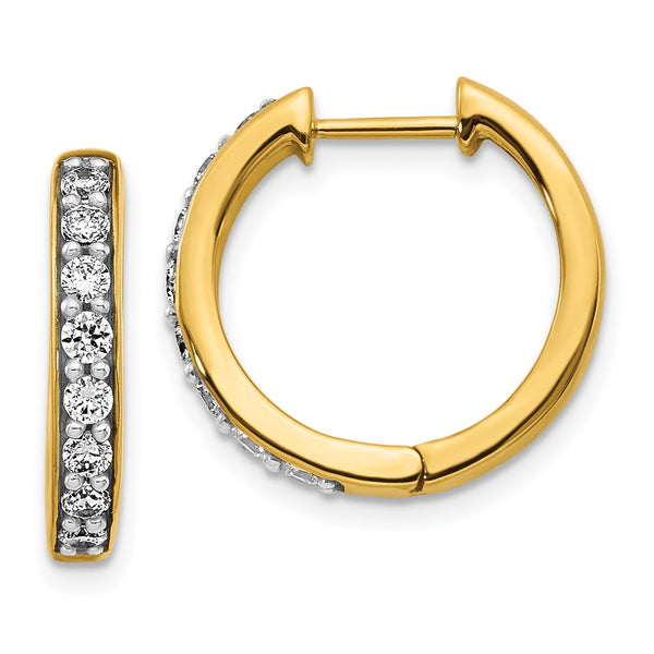 10K Gold Diamond-Accented Hinged Hoop Earrings - Style GR1-1020905