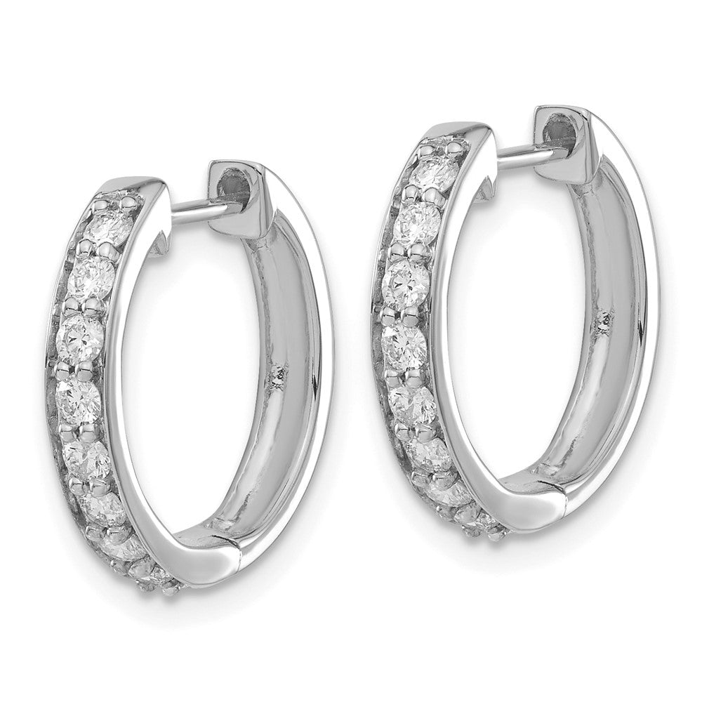 Exclusive 14K White Gold Diamond-Accented Hinged Hoop Earrings - Stylish Luxury