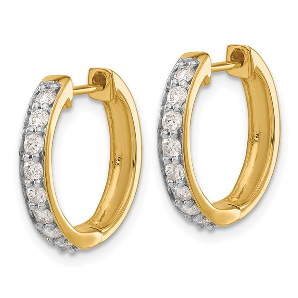 14K Gold Diamond-Accented Hinged Hoop Earrings - 1.5" - Style GR1-1021166