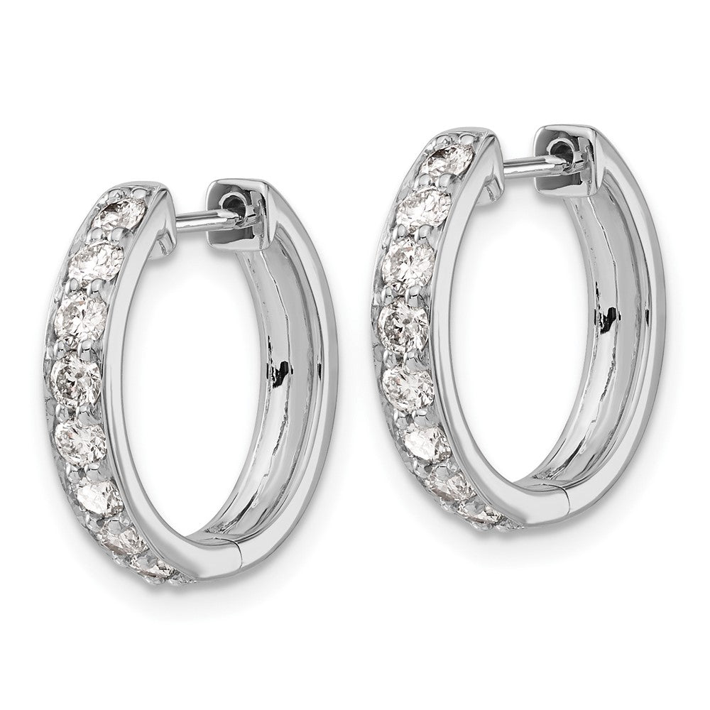 Shop 10K White Gold Diamond-Accented Hinged Hoop Earrings | Stylish Value!
