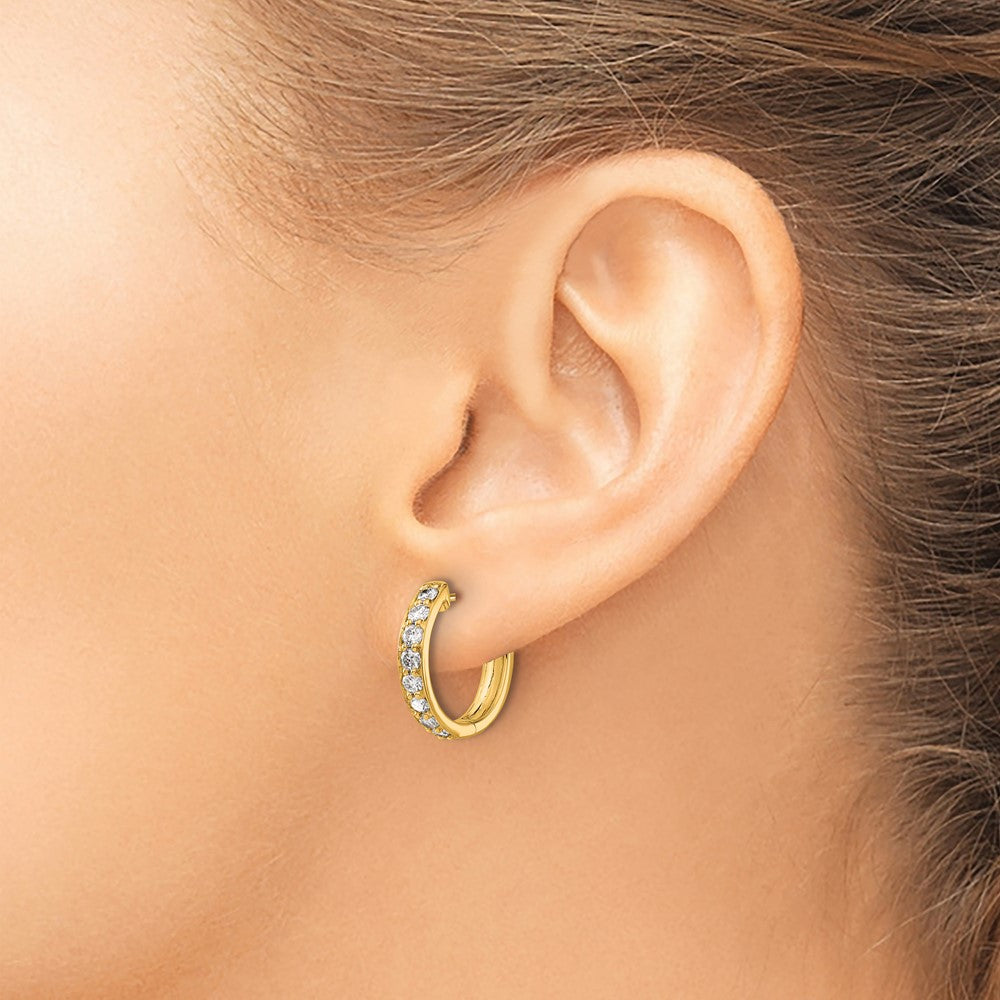 Shop 10K Gold Diamond-Accented Hinged Hoop Earrings | Stylish & Affordable Design