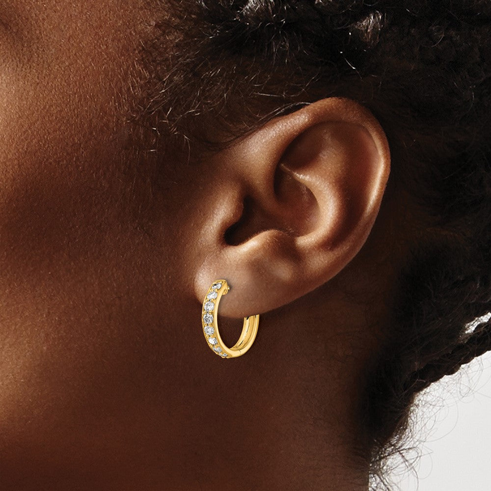 Buy 14K Gold Diamond-Accented Hinged Hoop Earrings - Stylish & Affordable!