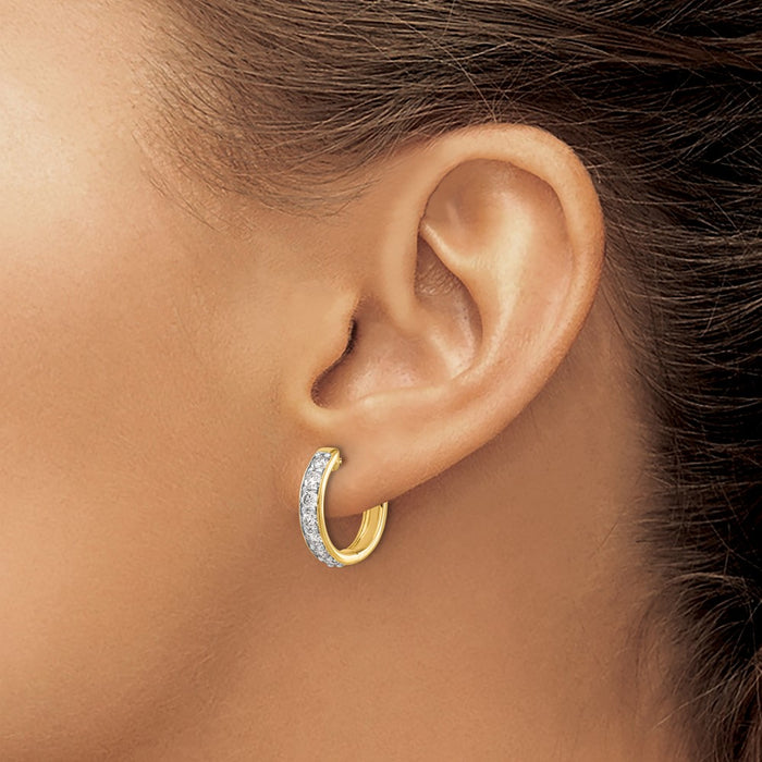 Exclusive 10K Gold Diamond-Accented Hinged Hoop Earrings - Stylish & Affordable-3