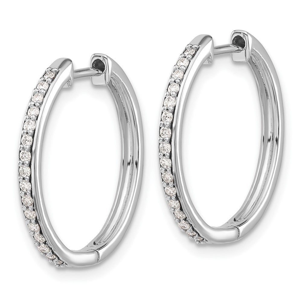 High-Quality 10K White Gold Diamond-Accented Hinged Hoop Earrings - Stylish Value
