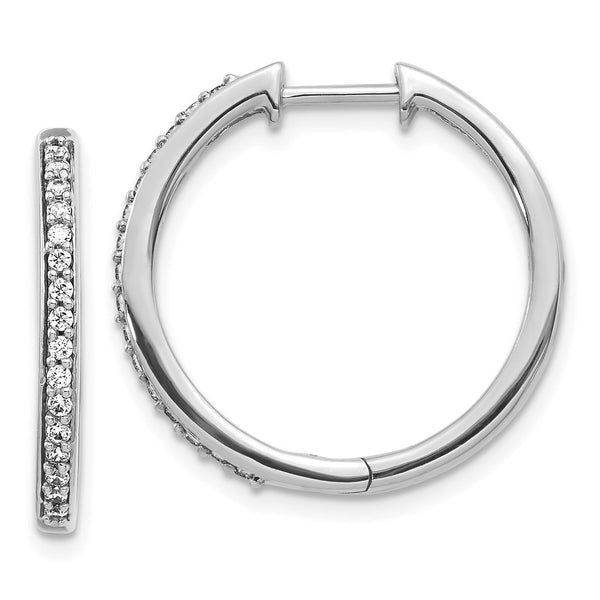 10K White Gold Diamond-Accented Hinged Hoop Earrings - Style GR1-1016925