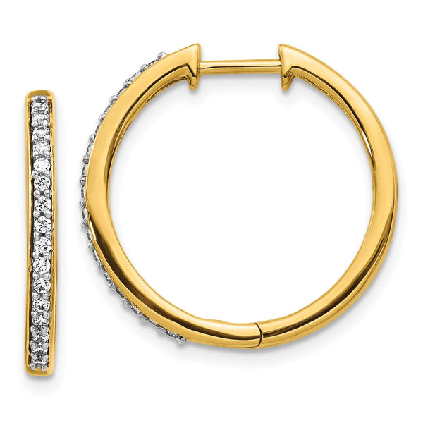 14K Gold Diamond-Accented Hinged Hoop Earrings - Style GR1-1021234