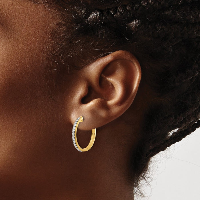 Exclusive 14K Gold Diamond-Accented Hinged Hoop Earrings | Stylish Value-3