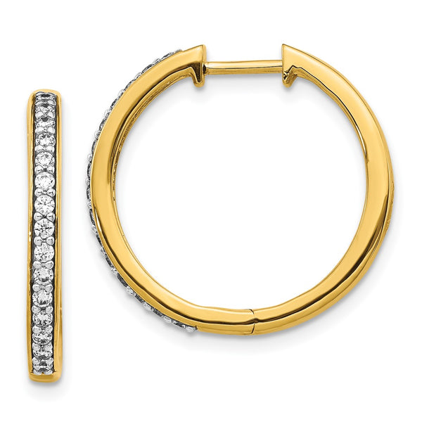14K Gold Hinged Hoop Earrings with 1/3 Carat Lab-Grown Diamonds - Style GR1-1016510