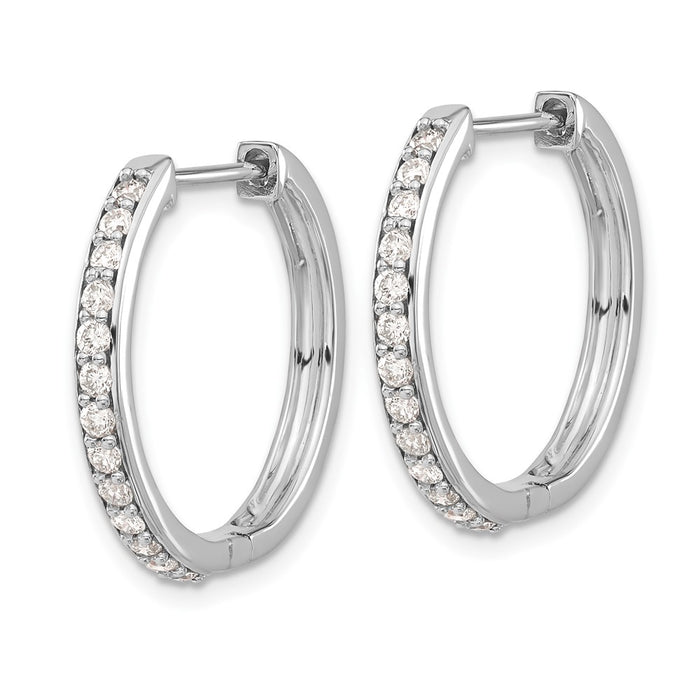 High-Quality 10K White Gold Diamond-Accented Hoop Earrings - Stylish Value-2