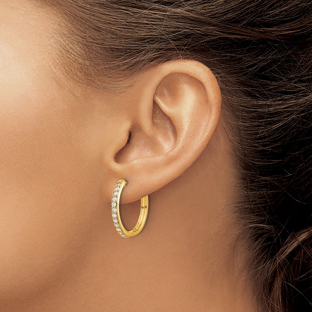High-Quality 10K Gold Diamond-Accented Hinged Hoop Earrings - Stylish Value
