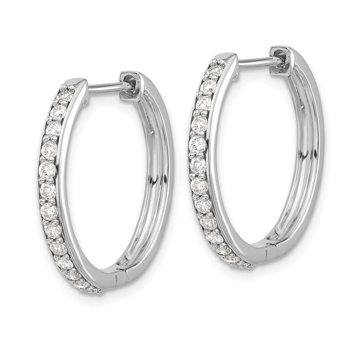 High-Quality 14K White Gold Diamond-Accented Hinged Hoop Earrings - Stylish Value-2