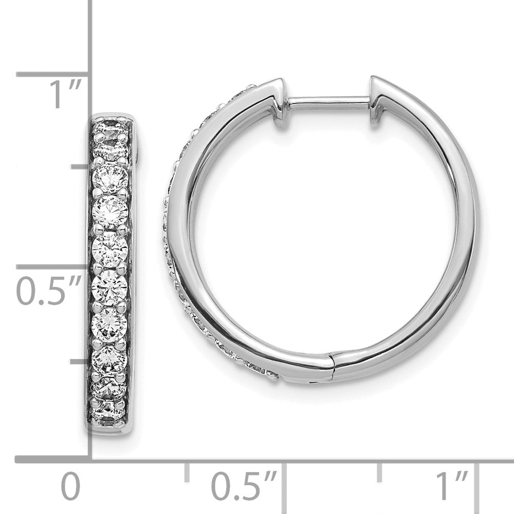 Shop 10K White Gold Hinged Hoop Earrings with Diamond Accent - Stylish Value