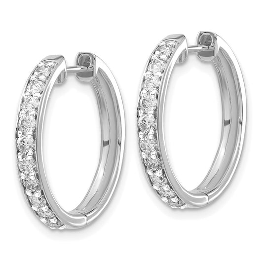 Exclusive 14K White Gold Diamond-Accented Hinged Hoop Earrings - Stylish Value