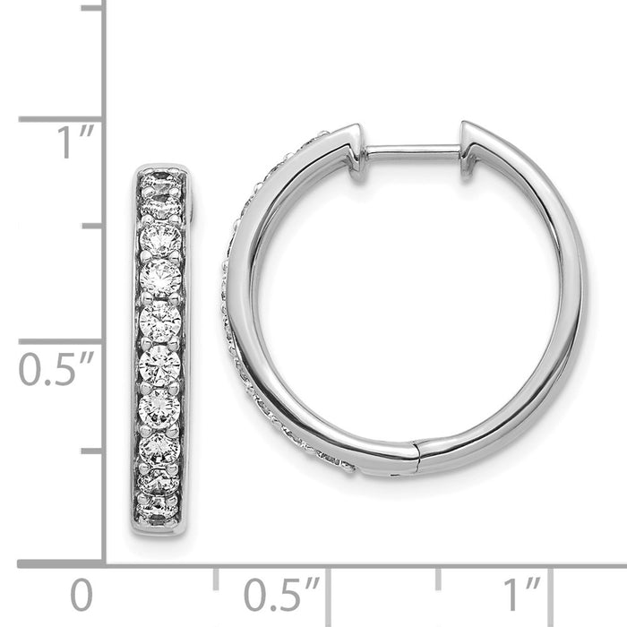 Exclusive 14K White Gold Diamond-Accented Hinged Hoop Earrings - Stylish Value-4