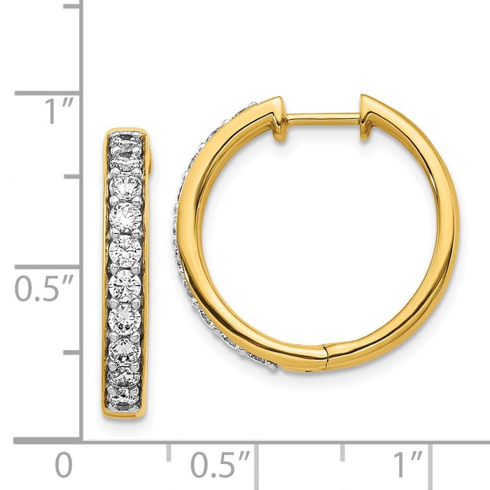 Shop 14K Gold Diamond-Accented Hinged Hoop Earrings 0.85mm - Stylish Value!-4