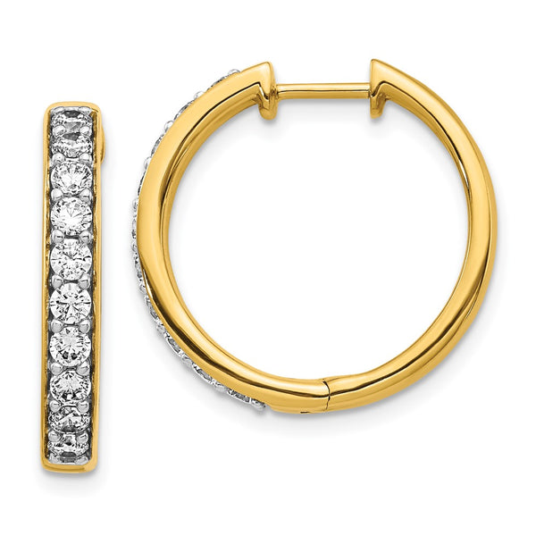 Shop 14K Gold Diamond-Accented Hinged Hoop Earrings 0.85mm - Stylish Value!