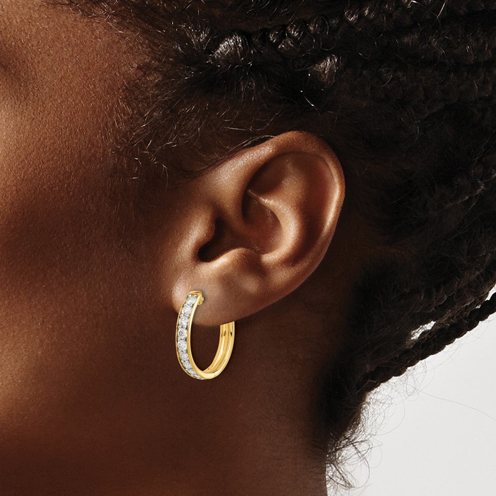 High-Quality 10K Gold Diamond-Accented Hinged Hoop Earrings - Stylish Value!