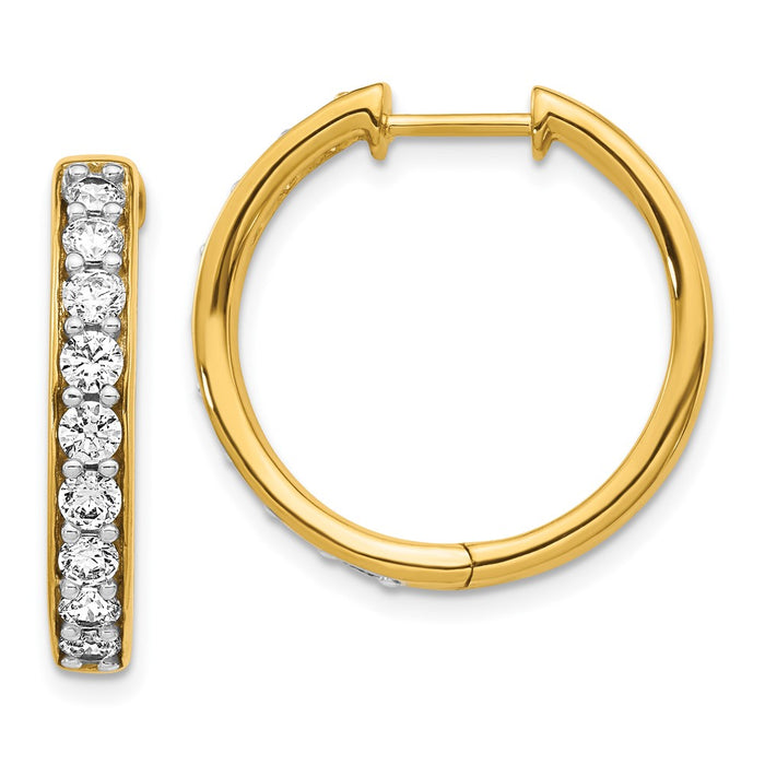 High-Quality 10K Gold Diamond-Accented Hinged Hoop Earrings - Stylish Value!-1