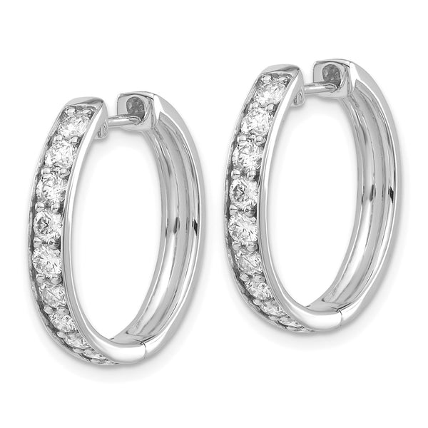 Shop Stylish 14K White Gold Diamond-Accented Hinged Hoop Earrings - 1.5"