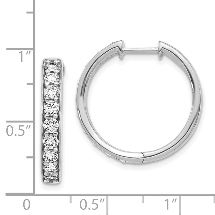 Shop Stylish 14K White Gold Diamond-Accented Hinged Hoop Earrings - 1.5"-4