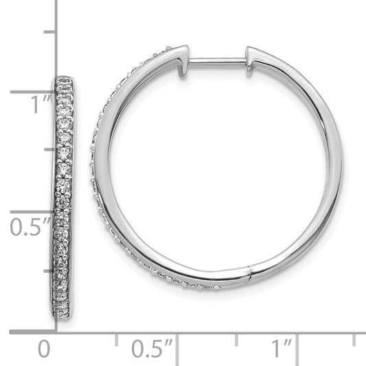 Exclusive 10K White Gold Diamond-Studded Hinged Hoop Earrings - Stylish Value!