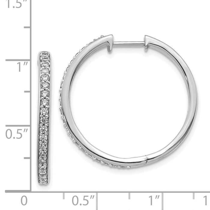 Buy 14K White Gold Diamond-Accented Hinged Hoop Earrings - Stylish & Affordable-2