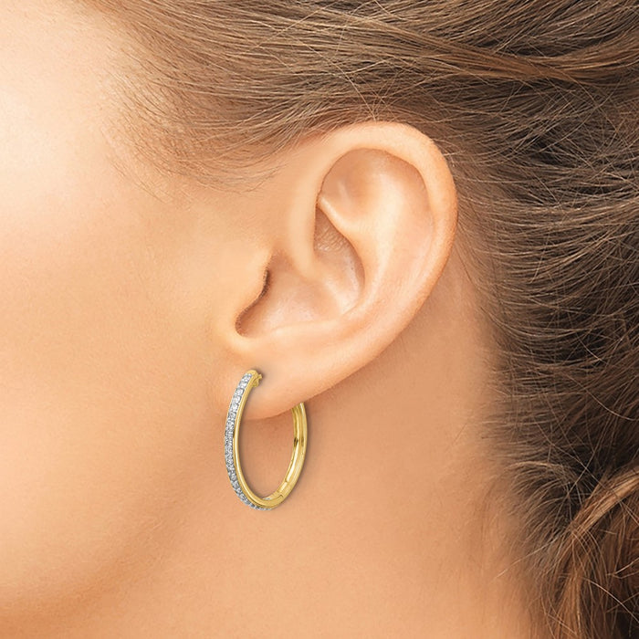 Shop 14K Gold Diamond-Accented Hinged Hoop Earrings - Stylish Luxury Design-3