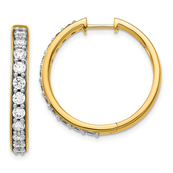 14K Gold Hinged Hoop Earrings with 1.5 Carat Lab-Grown Diamonds