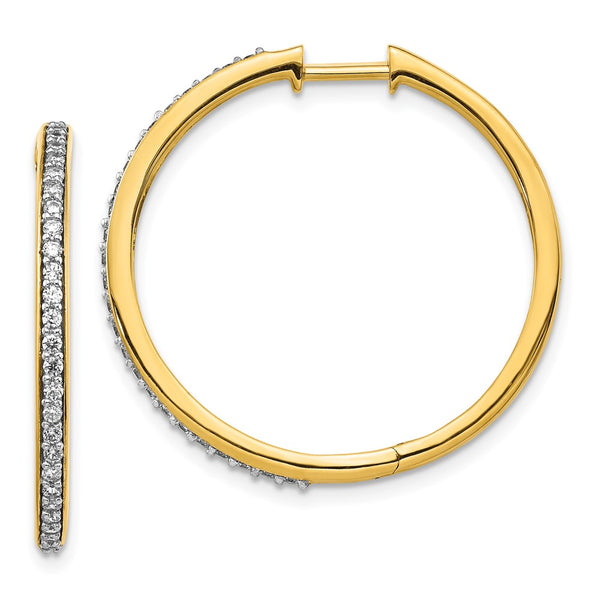 14K Gold Diamond-Accented Hinged Hoop Earrings - Style GR1-1020926